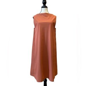 COS Sleeveless Terracotta A-line Midi Dress with stiff side panels Size M